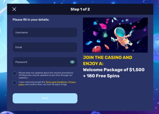 Galaxyno регистрация