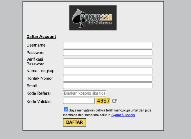 Poker228 регистрация 