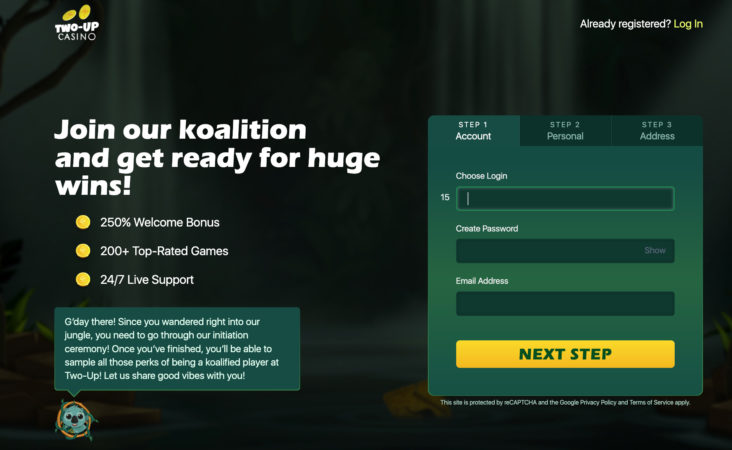 Two Up Casino регистрация