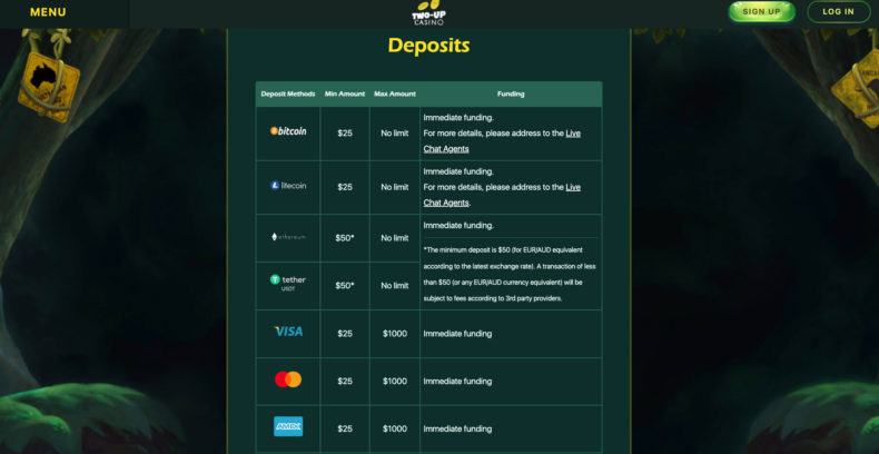 Two Up Casino вывод