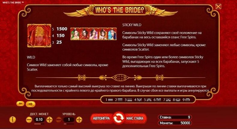 Правила слота Who's the Bride