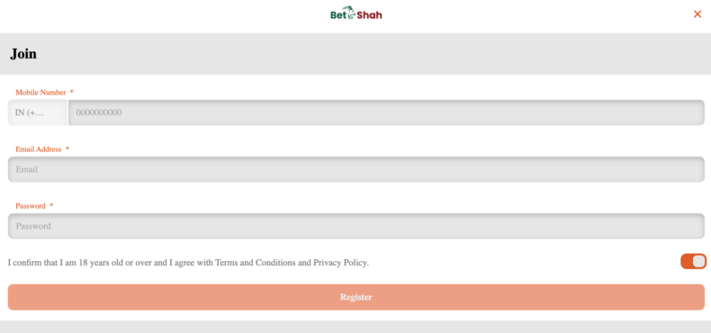 Регистрация казино Betshah