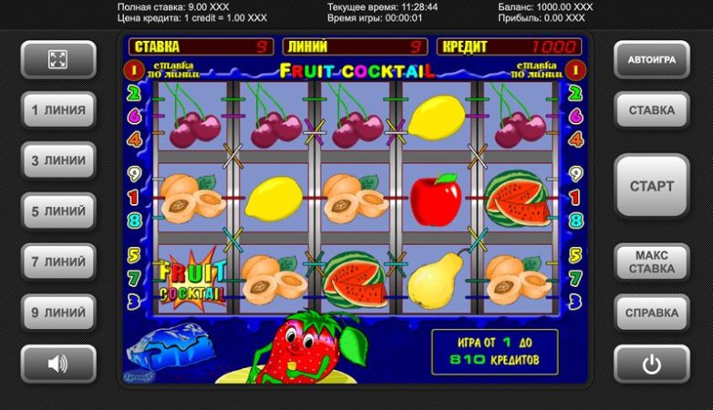 Дизайн слота Fruit Cocktail