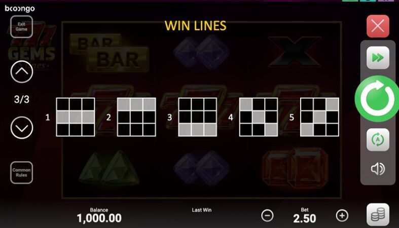 Линии слота 777 Gems