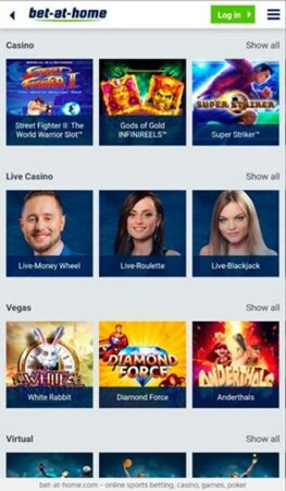 Мобверсия казино Bet At Home