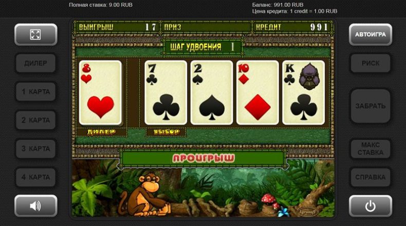 Риск-игра слота Crazy Monkey 2