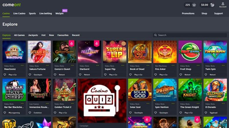 Слоты казино Comeon