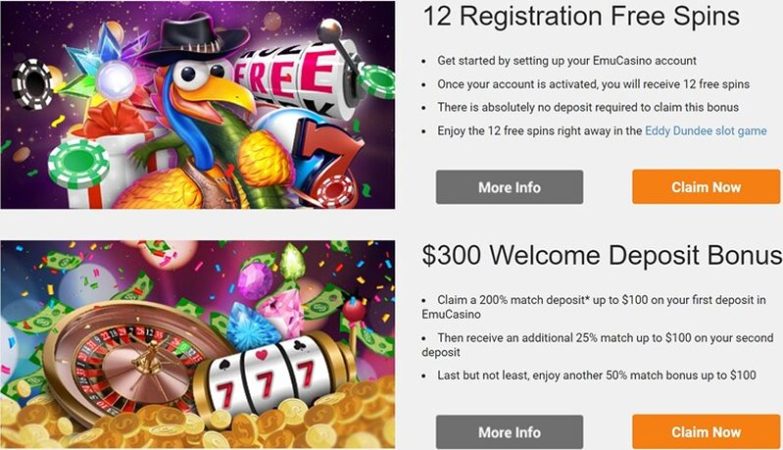 Бонусы казино Emu