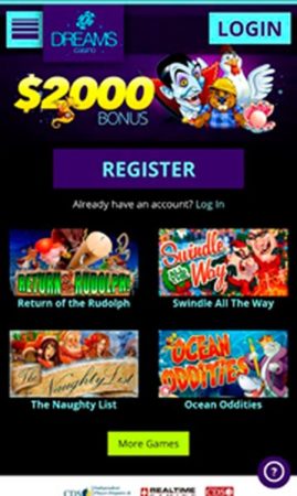 Мобверсия казино Dreams