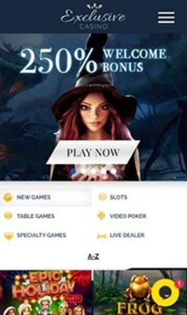 Мобверсия казино Exclusive