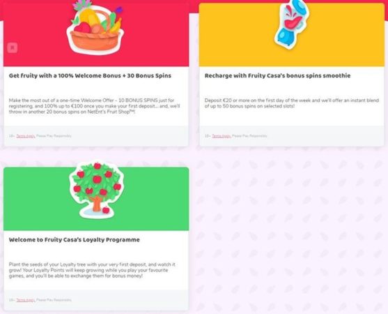 Бонусы казино Fruity Casa