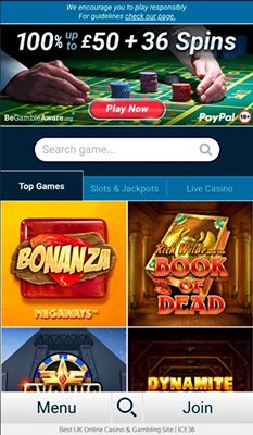 Мобверсия казино Ice36