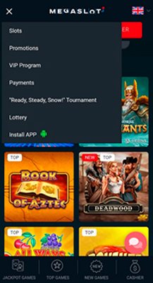 Мобверсия казино Megaslot