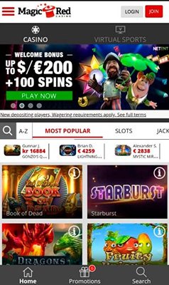 Мобверсия казино Magic Red