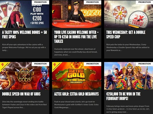 Бонусы казино Rizk