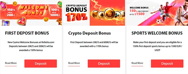 Бонусы казино Rolletto