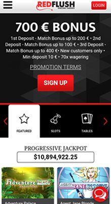 Мобверсия казино Red Flush