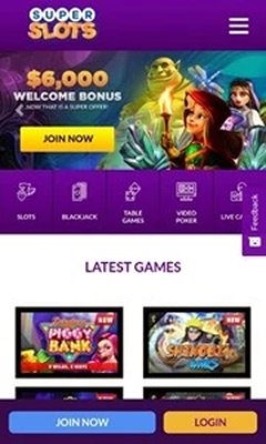 Мобверсия казино SuperSlots Ag
