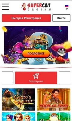 Мобверсия казино Super Cat