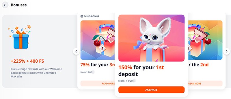 Бонусы казино Monro